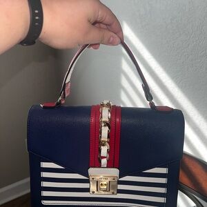 ALDO Navy and Red Striped Handbag